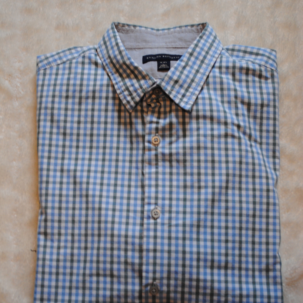Banana Republic blue-green gingham